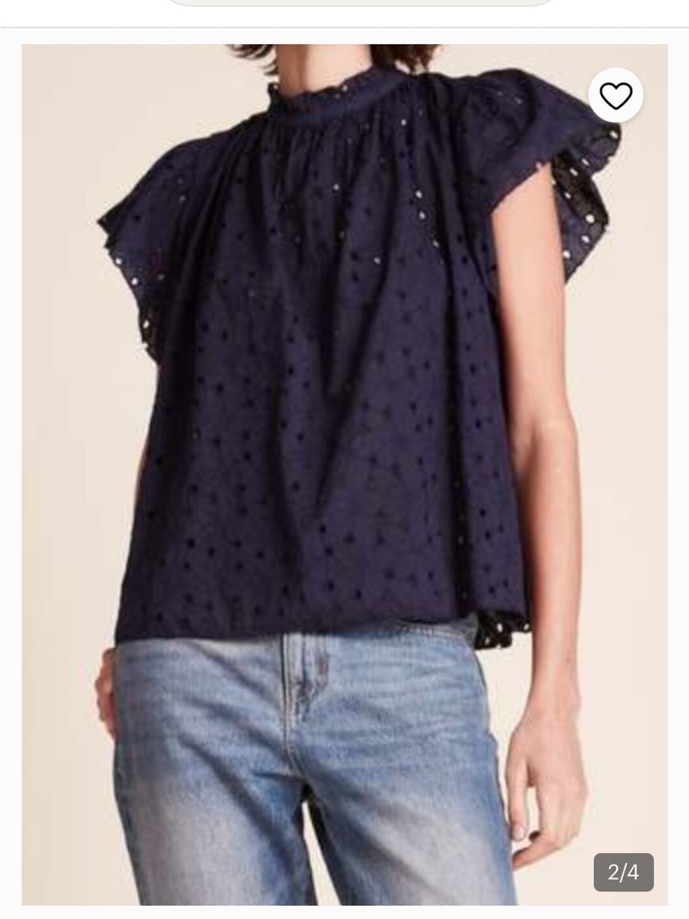 TROVATA CARLA HIGHNECK SHIRT - INKWELL EYELET S NWT
